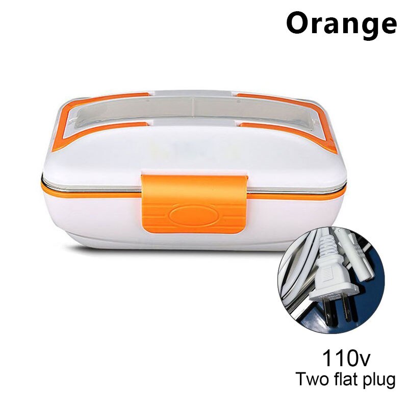 110V/12V Portable Electric Heating Lunch Box Food Warmer Heater Container & LunchBox: 110V Orange