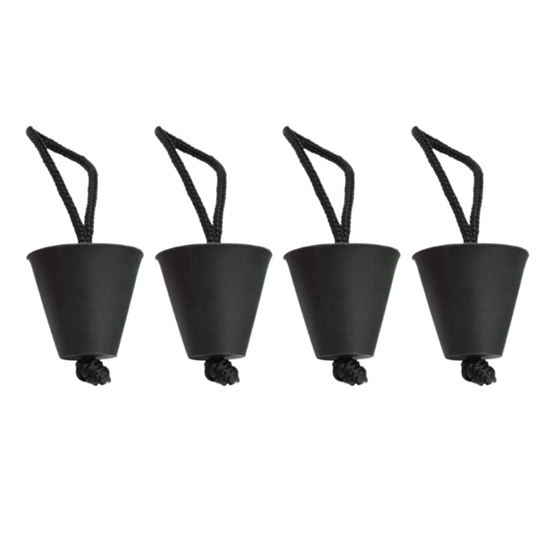 4 stuks universele kajak scupper plug stopper stop afvoergaten accessoire voor kajak opblaasbare boot kano roeiboot: Zwart