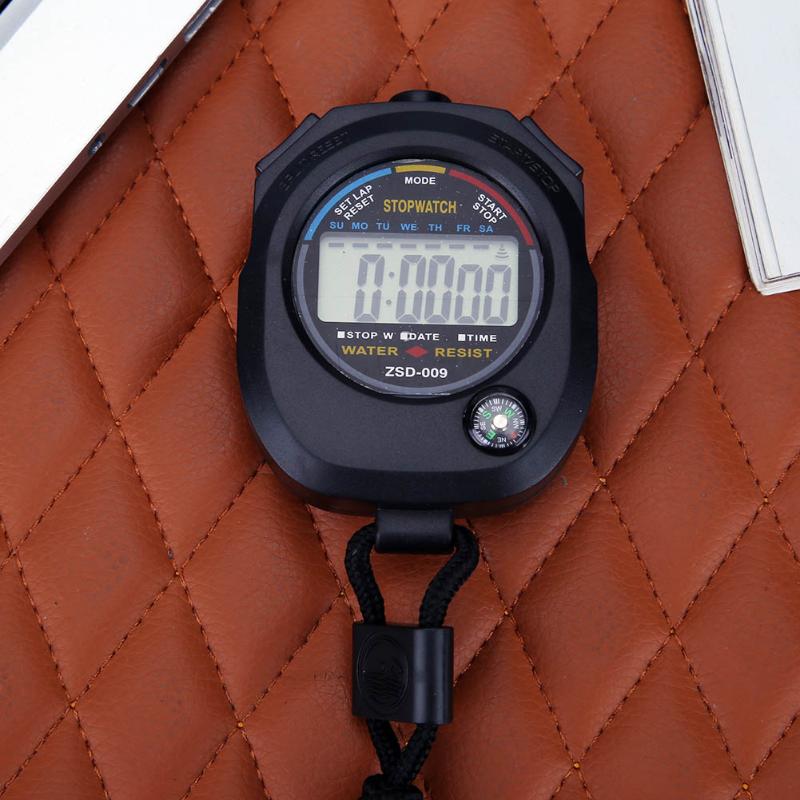 LCD Digital Stopwatch Sport Timer Stop Watch with String Multifunction Sport Timer Handheld Waterproof Chronograph Stop Watch