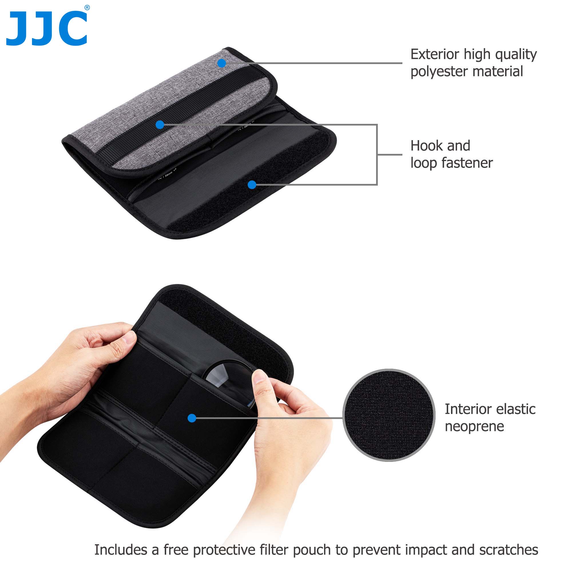 Jjc Close-Up Macro Filter Kit + 2 + 4 + 8 + 10 Close Up 40.5Mm 49mm 52Mm 55Mm 58Mm 62Mm 67Mm 72Mm 77Mm Met Camera Filter Case Pouch