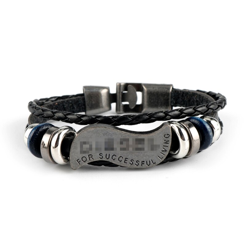 Bracelet en cuir multicouche Vintage pour hommes, bijou à la , breloque rétro,: Brun rougeâtre