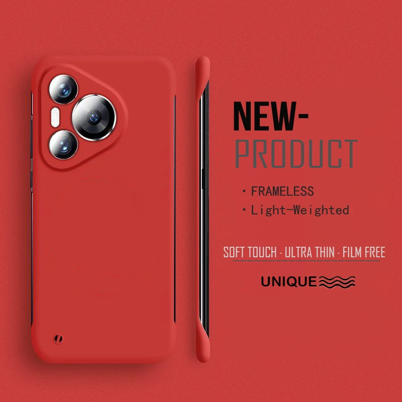 Ramlöst hårt pc matt telefonskal till huawei  p70 pro puro 70 ultra  p70 pro skyddande stötfångarskal: Duk / Röd