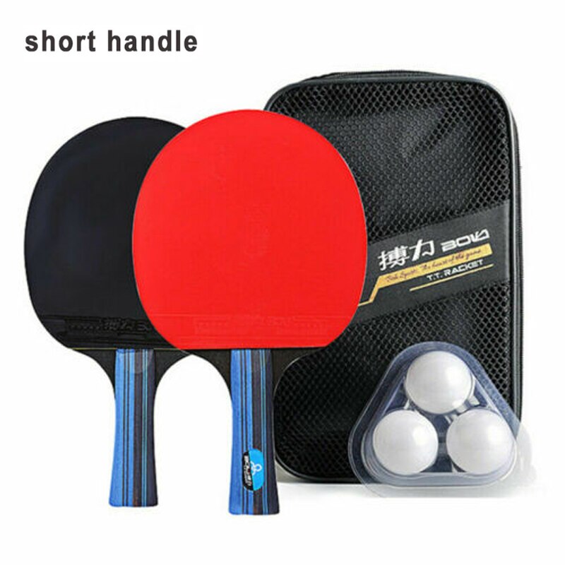 Raquettes de Tennis de Table, ensemble de 2 pièces/lot avec 3 balles, Double Face, boutons à manche Long et court, raquette de Ping-Pong: horizontal grip