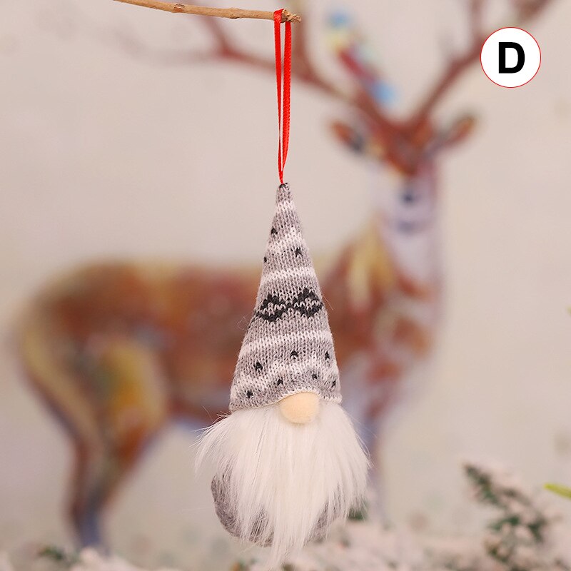 Jul plysch set hängande dekorationer gnome hatt santa skägg ornament för julgran heminredning nsv 775: 4 st d