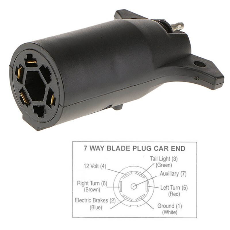 Black 7 Way Round to 4 Pin Flat Trailer Connector Adapter Plug Truck Accessories Trailer Parts