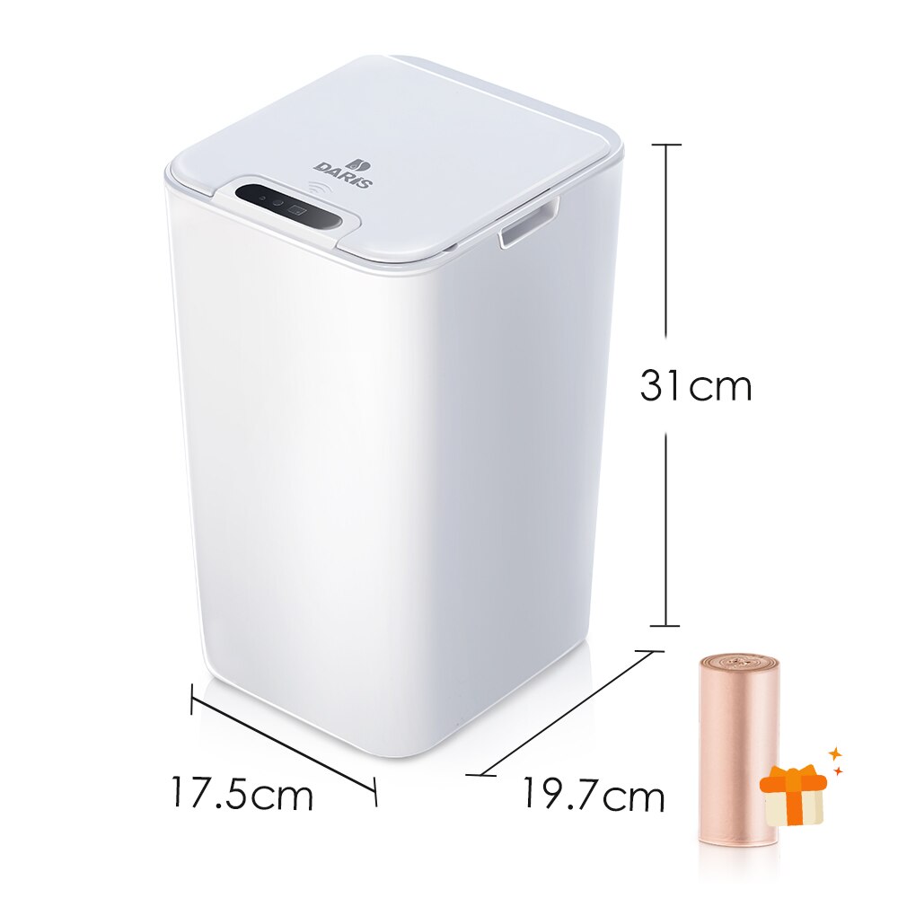 Elektrisk automatisk sensor 12l stor kapacitet skraldespand til hvidt køkken badeværelse smart toilet skraldespand skraldespand: Default Title