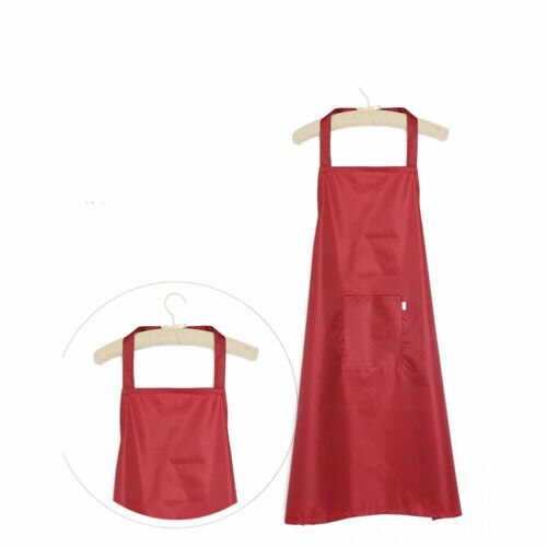 Vandtæt pvc forklæde vandtæt ærmeløs madlavning køkken kokken tjenerlomme langt forklæde: Rød