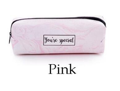 Estuches de lápices de mármol blanco y negro para niñas, gran capacidad, bolsa de cosméticos de cuero PU, Estuche escolar, suministros de oficina Zakka escolar: you are