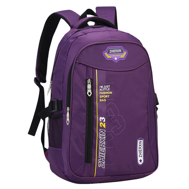 Men High Nylon Backpack Multifunction waterproof Backpack Leisure Travel Large Capacity Student School Bag: Purple 730