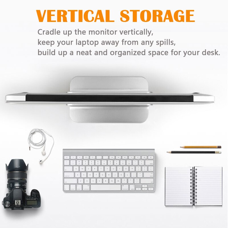 Dubbele Verticale Laptop Stand Aluminium Dubbele Desktop Stand Houder Met Verstelbare Dock (Tot 17.3 Inch)