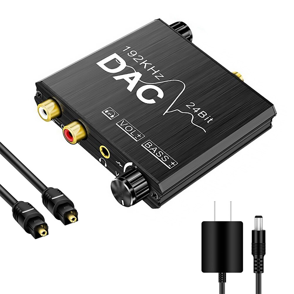 Digitale Audio Analoog Converter 3.5 Jack Rca Dac Headph Versterker Decoder Glasvezel Coaxiale Ondersteuning Volume Bass Aanpassing