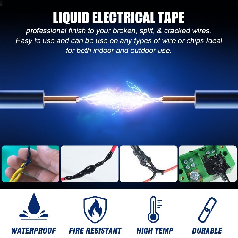 30ML Liquid Insulation Electrical Tape Insulation Wire Repair High Temperature Resistant Flame Retardant Waterproof Glue