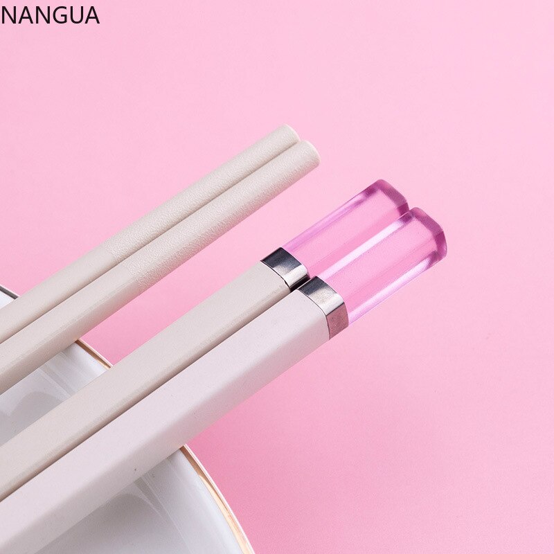 Un paio di bacchette in fibra di vetro colore ambra colore caramella bacchette giapponesi antiscivolo bastoncini per Sushi a prova d'umidità creativi: 1paio-04-meihongse