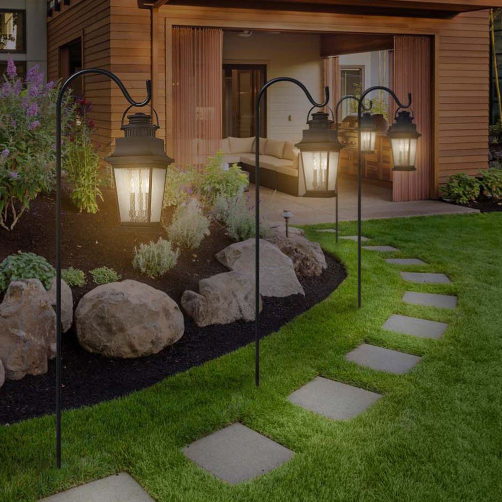 Shepherd-Hooks Garden Ground Plant Stand Lantern Stake Outdoor Plant Hangers For Flower Basket Plant Hook Garden Stake Outdoor