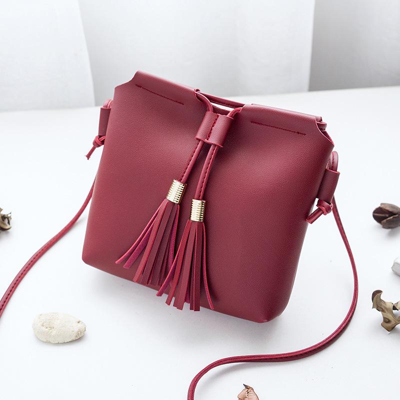 Women's Handbags Bag PU Leather Female Tassel bolsa feminina Soft Shoulder Messenger Bag Mini Bag for Phone Purse