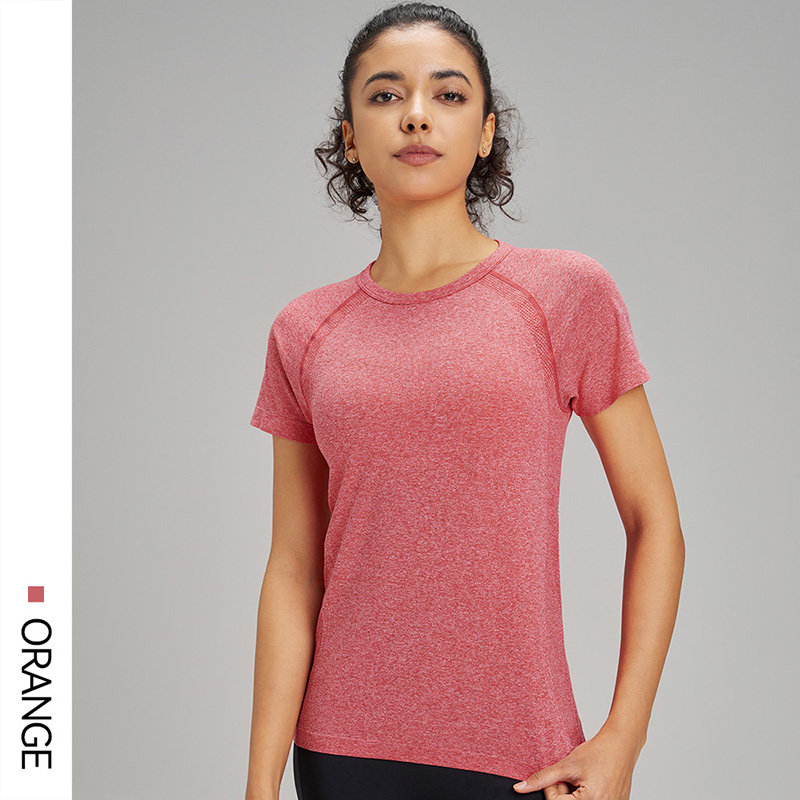 T-Shirt de sport à manches courtes pour femmes, dix couleurs, séchage rapide, sweat-shirt respirant, vêtements de Fitness, couleur unie, Yoga, haut à manches courtes