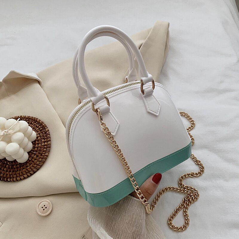 Leren contrasterende kleur handtas ketting messenger bag dames all-match draagbare gel tas