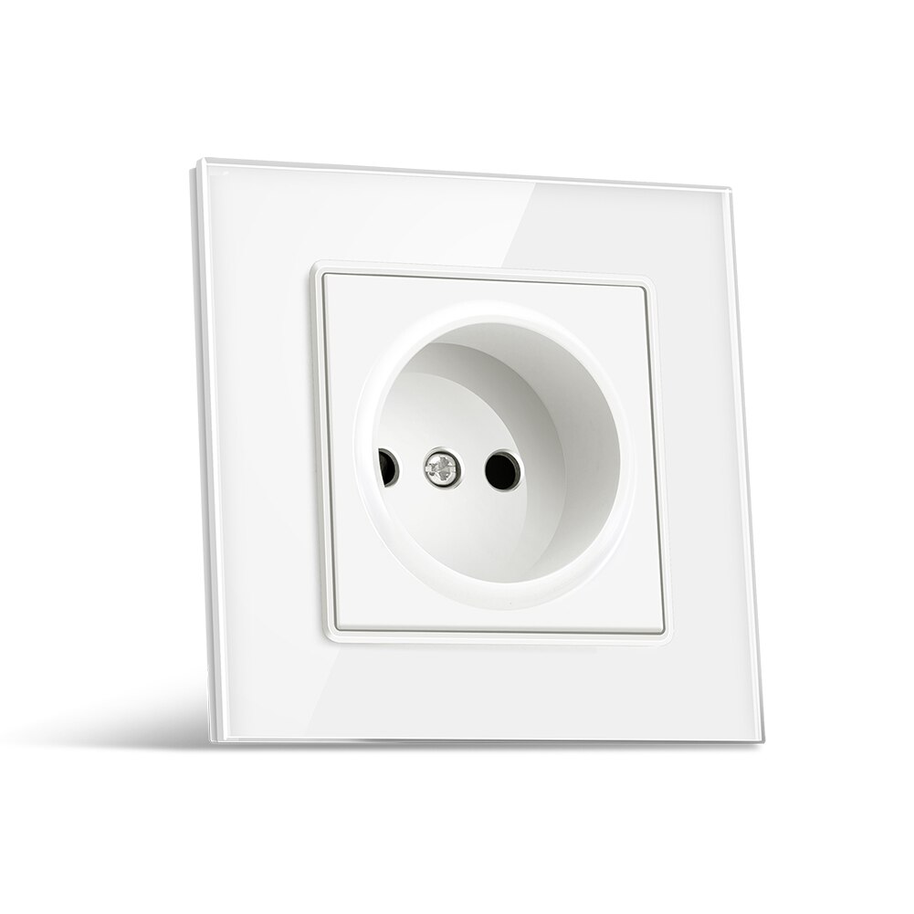 Single Power Socket Crystal Glass Panel 16A EU Standard Power Electrical Outlet for Home Electrical Supplies