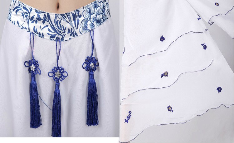 Ms. Yangko Dance Classical Dance Costume Adult Blue and White Costume National Dance Costume Stage Performance