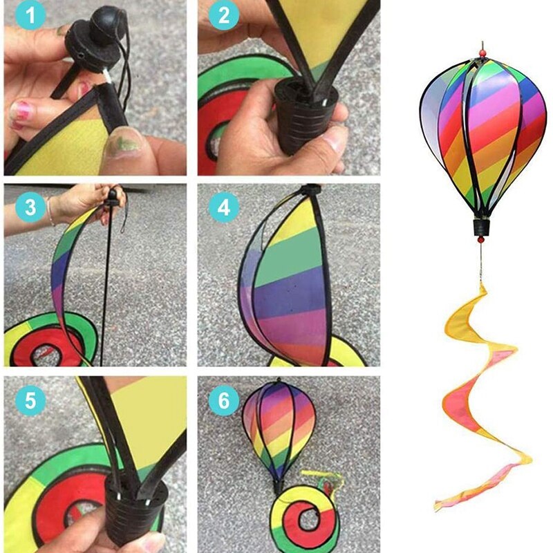 3Pcs Ballon Wind Spinner Gestreept Geruite Windzak Ballon Yard Decor Spiraal Ballon Windmolen