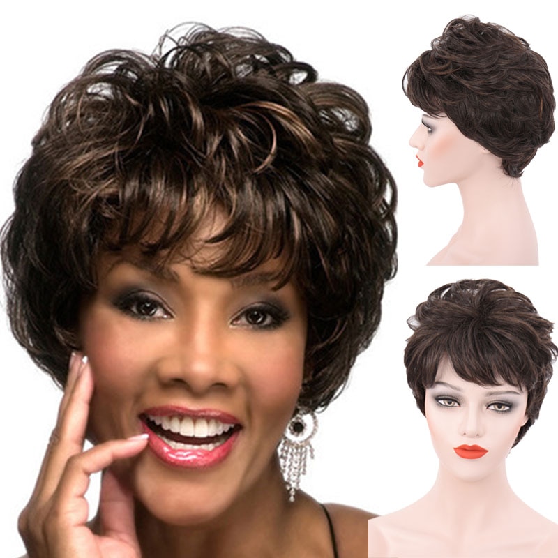 DANBO golden brown mixed color wig African black women short bob wig daily wear