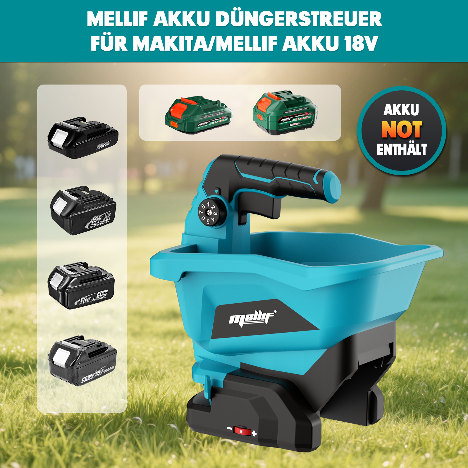 Akku-Handspreizer für Makita 18 V BL1830 Akku, tragbarer elektrischer Spreizer für Gras, Samen, Salz, Dünger (nur Werkzeug)