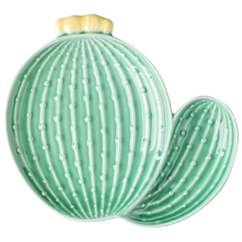 Plato de cactus de planta creativa, vajilla de forma linda, tazón de desayuno, vajilla de cerámica para el hogar, plato de aperitivos, 1 ud.