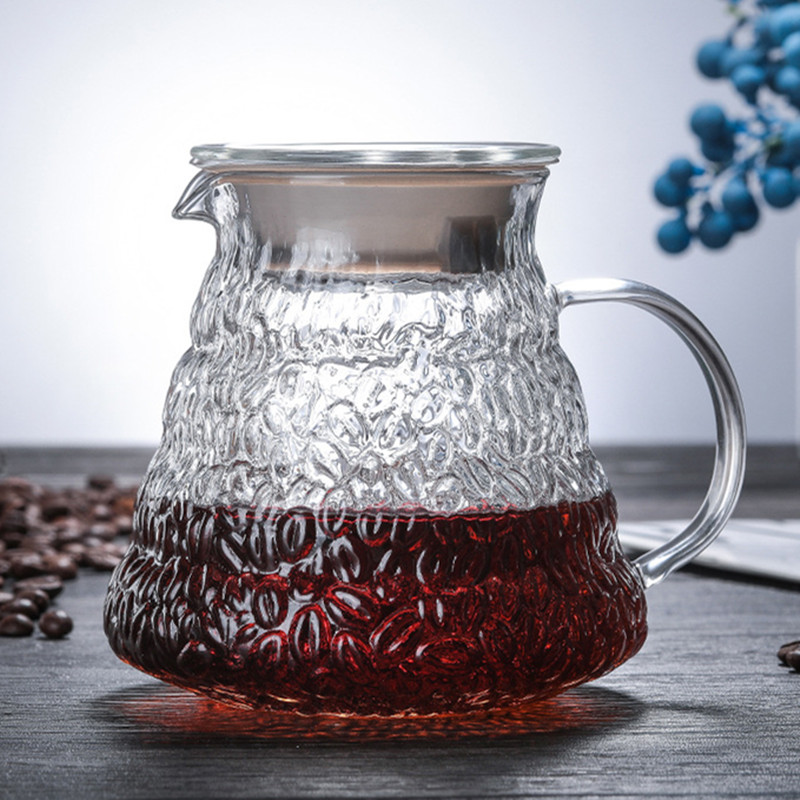 Thickened Heatable Borosilicate Glass Coffee Pot Hand Drip Sharing Pot 600ml Household Coffee Pitcher Flower Tea Jug