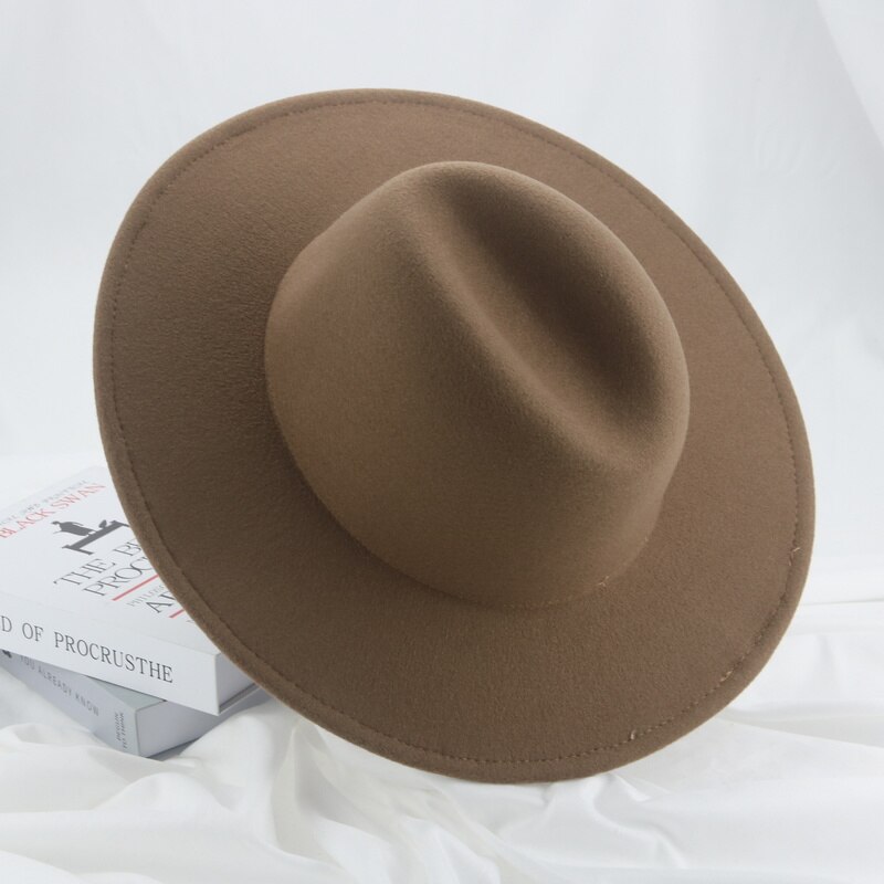 Cappelli da donna Fedora Panama tesa larga 9.5cm grigio cachi Jazz berretti da uomo abito invernale Fedora cappelli da uomo pamacao Y Tocados Para Bodas