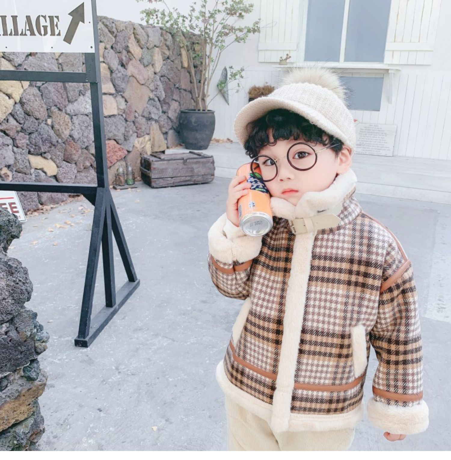 Novo menino jaquetas inverno lã espessura crianças casacos outerwear outono inverno 2021bbt0017: Marrom / 4 T