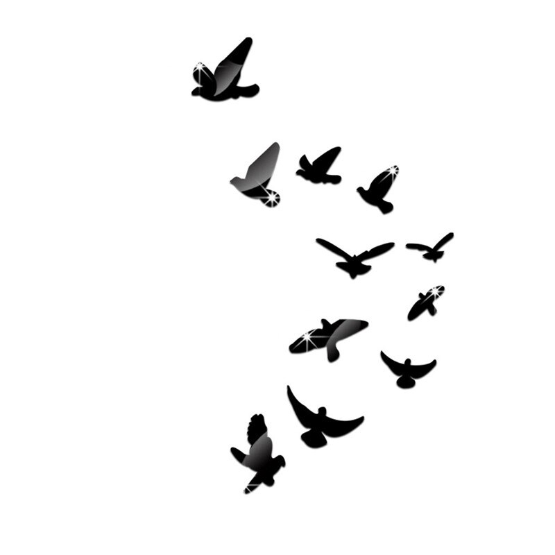 4 kolory akrylowe podnoszenie ptaki rama lustro powierzchnia naklejki ścienne dzieci sypialnia 3D diy ściana dekoracja odpinany Sztuka: czarny