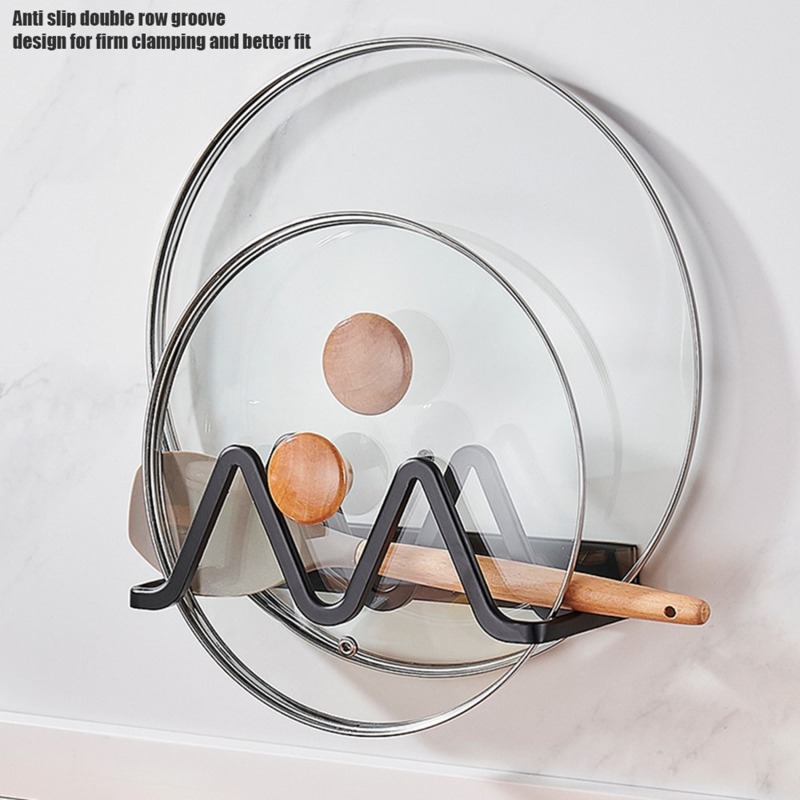 Keukenorganizerrek Muurhangend potdekselrek Vijflaags potdeksel Metaal Roestvrij multifunctioneel rek Potdeksel opbergrek