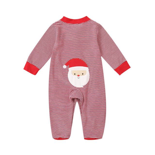 Infantile bébé garçons filles noël chaussures à manches longues combinaison automne frais noël rayure retour père noël une pièce pantalons longs: B / 24M