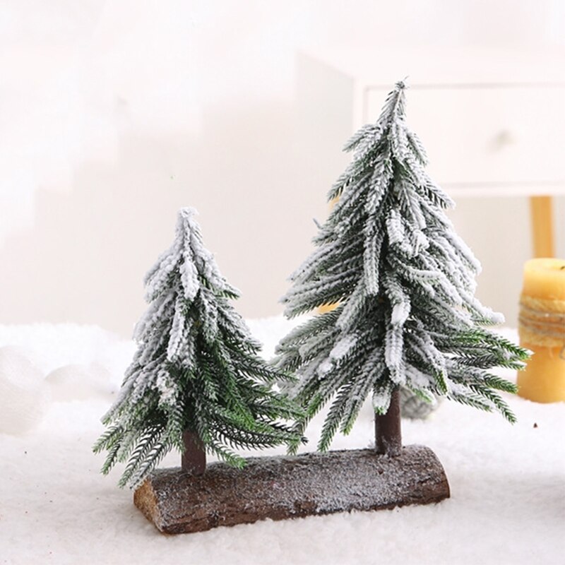 Christmas Tree Burlap Flocking Snow Scene Arrangement Christmas Decorations Desk D0AD