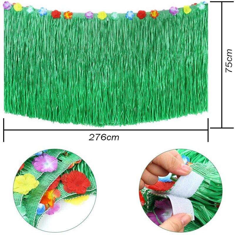 Nueva falda de paja hawaiana con flecos de rafia para decoración de para ceremonia de graduación o de disfraces de 276CM x 75CM