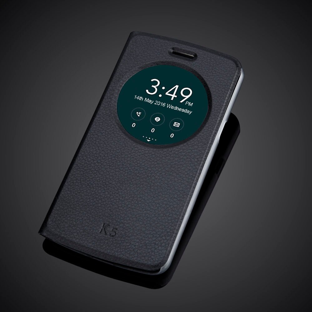 Funda abatible de lujo para LG K5 X220 X220DS Q6 5,0 "LG K5 LTE Protector Flip PU Funda de cuero para LG K5 LTE: Black
