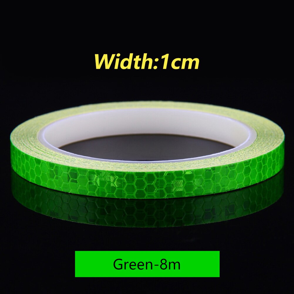 1Cm * 8M Fiets Reflecterende Stickers Nacht Reflecterende Veiligheidswaarschuwing Conspicuity Tape Film Sticker Strip Fiets Accessoires: Green