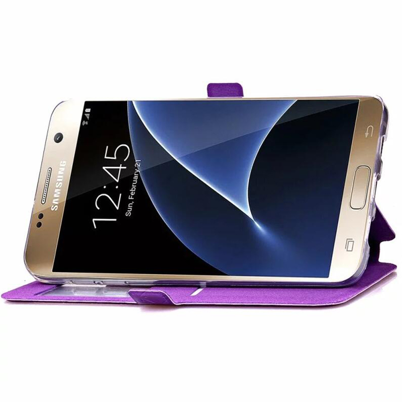 Cover Phone Case For Samsung Galaxy s7 edge SM G9350 Flip PU Leather tpu Shell S7 G9300 Rhombus Holster Bag Window Stand