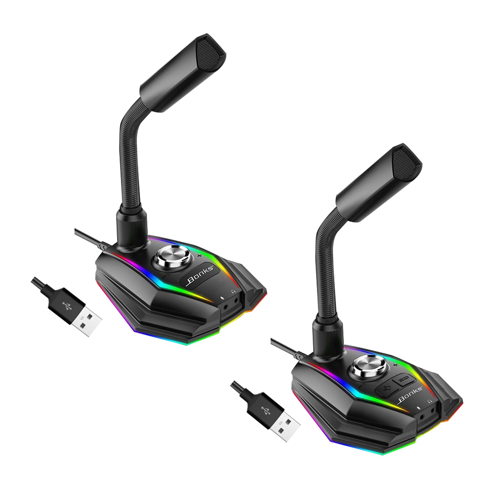 USB Computer Microphone, PC Mic Microphone for Computer with Mute Button and RGB Rainbow Light for ZRecording, Meeting, Games