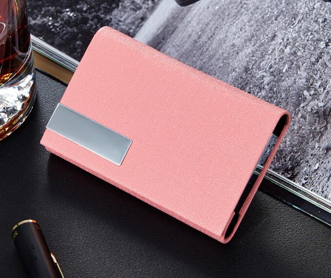 Aluminium Business Credit Card Holder Travel Leather Bank Cardholder Men ID Name Card Case Rfid wallet blocking: Pink