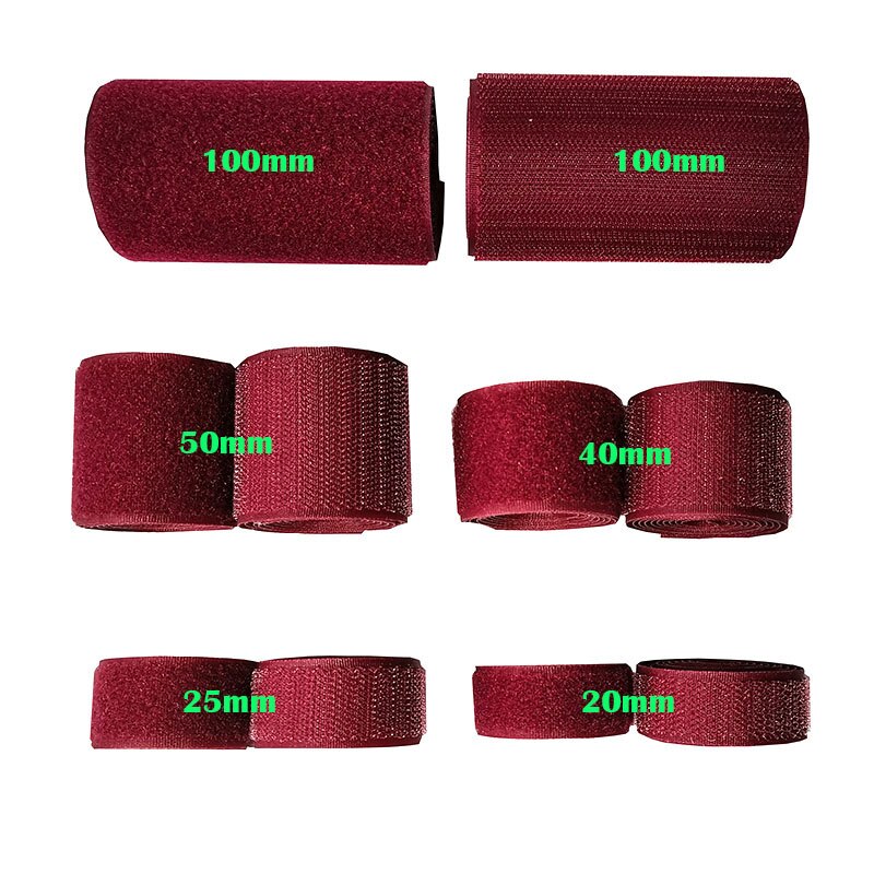 2-10Cm Breedte Wijn Rode Geen Lijm Haak Loop Sluiting Tape Voor Naaien Magic Tape Sticker Strap Couture strip