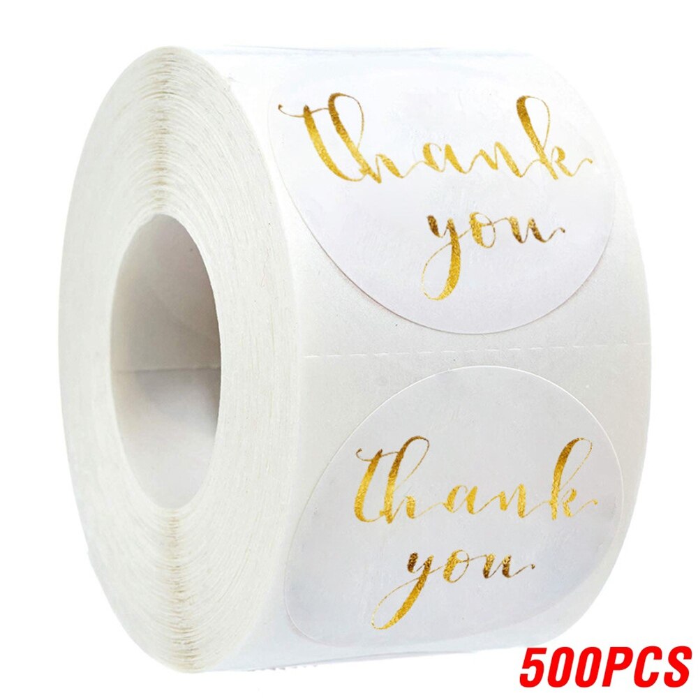 100-500pcs Gold Foil Thank You Stickers For Seal Labels 1 Inch Packaging Stickers Birthday Party Offer Stationery Sticker: YH86-500pcs