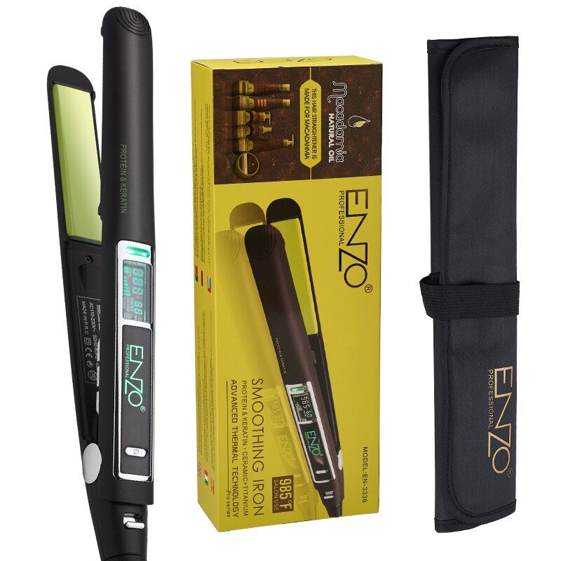 ENZO Hair Straightener Fast Heating Ceramic Flat iron 2 in 1 Hair Straightener Curler Curling Salon Styling Tools: Default Title