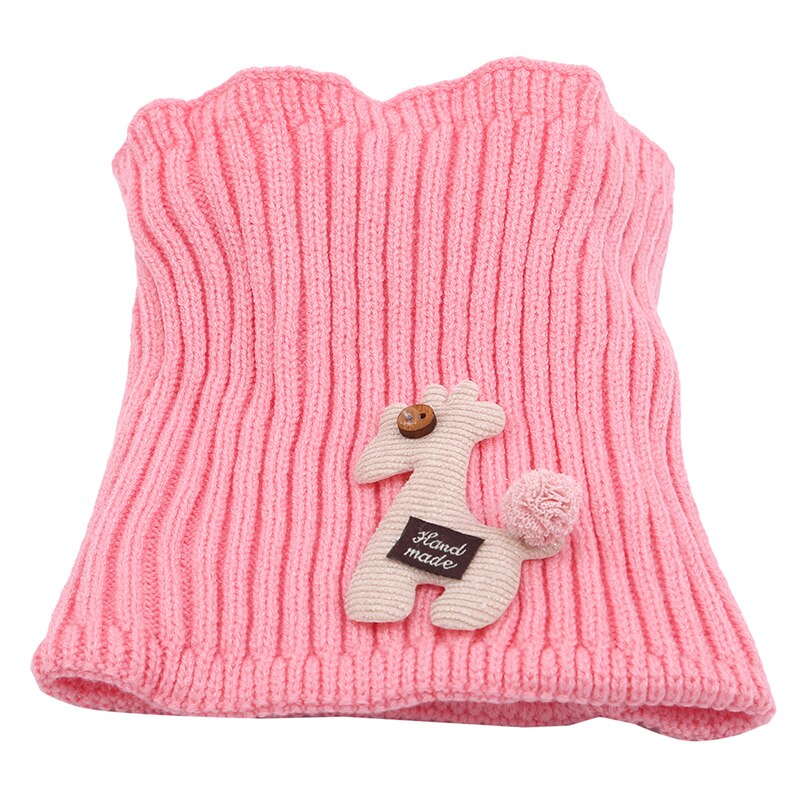 Toddler Children Knitted Neck Scarf Cartoon Warmer Crochet Cowl Collar Circle Warmer Winter Casual Soft Scarves For Baby: Pink