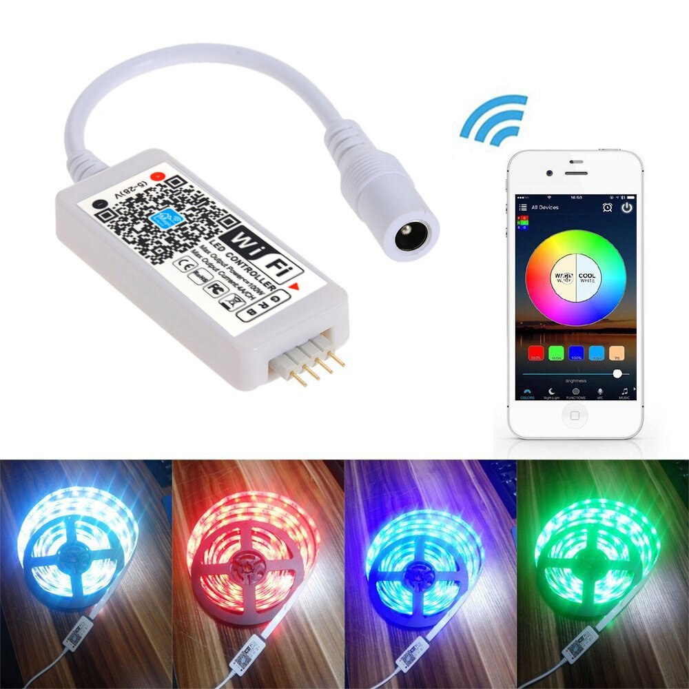 Led Wifi Rgb Controller Voor Led Strip 3528 5050 Led Lamp DC5-28V Led Wifi Rgb Controller Smart Rgb Dimmer Ios android Telefoon