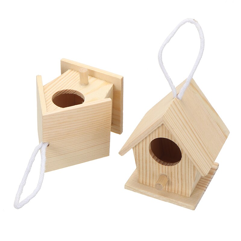 4pcs Wooden Bird House Nesting Boxes Small Birds House Garden Decor Wall-Mounted Outdoor Birdhouse