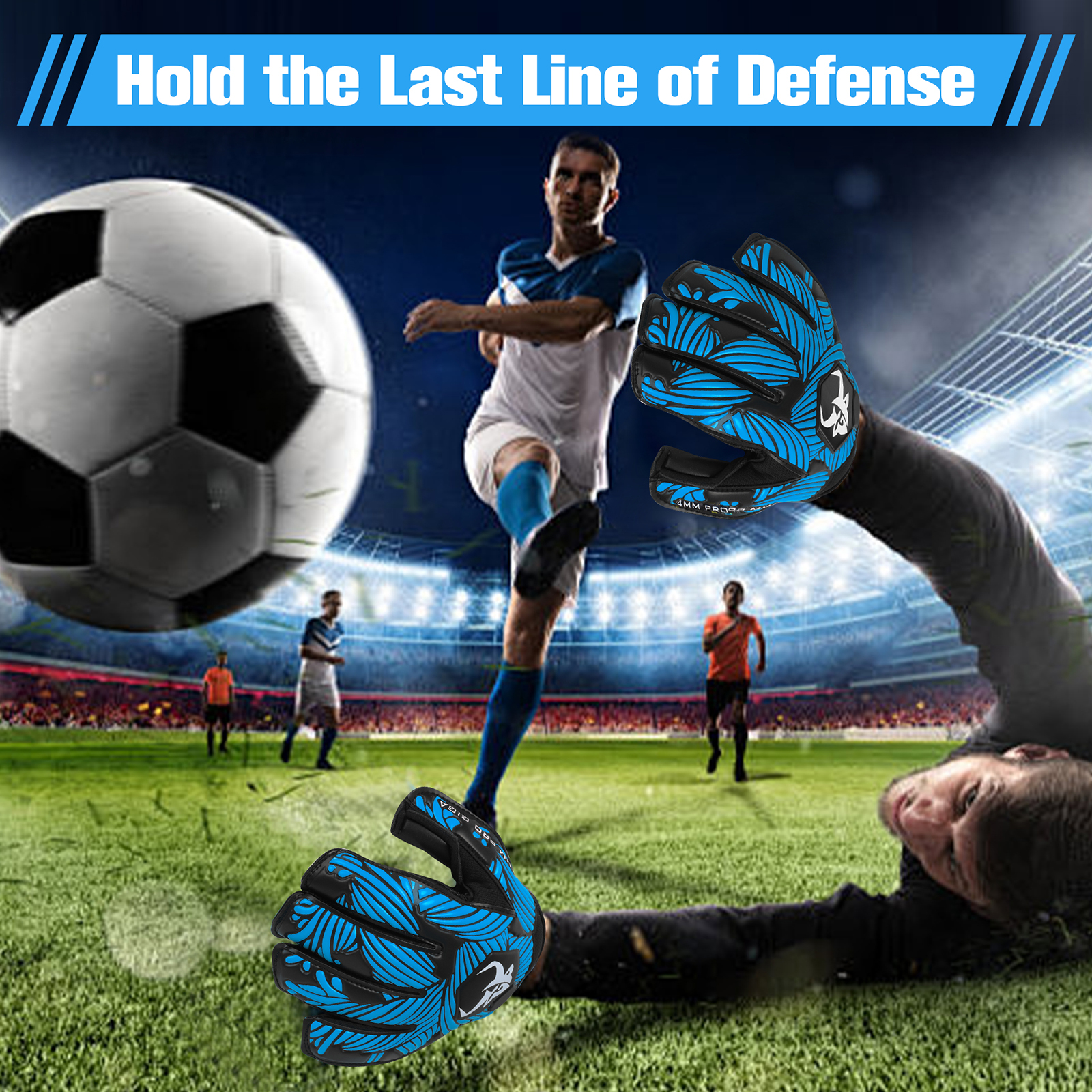 Keeper Keepershandschoenen Voetbalhandschoenen met sterke grip, vingerbescherming en 4+3MM latex voor kinderen, jeugd en volwassenen