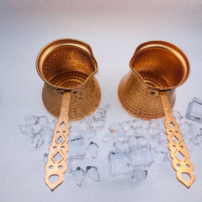 Turkse koffiepot met houten handvat, 320ml turkse koffiezetapparaten, turkse koperen koffiezetapparaat voor turkse cezve-cafetaria