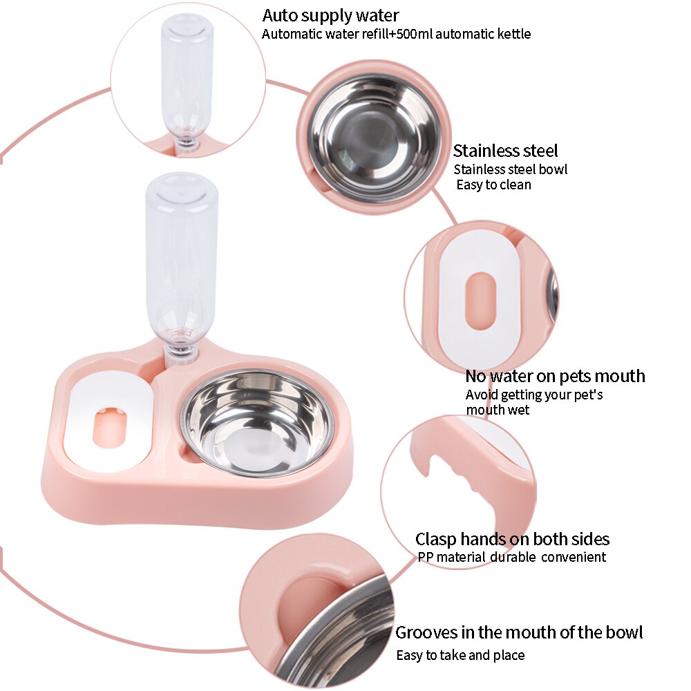 Cat Food Bowl Pet Bowls Automatic Feeder Drinking Bowl Dispenser Cat Dog Kitten Container Feeding Pet Supplies Container Feeding