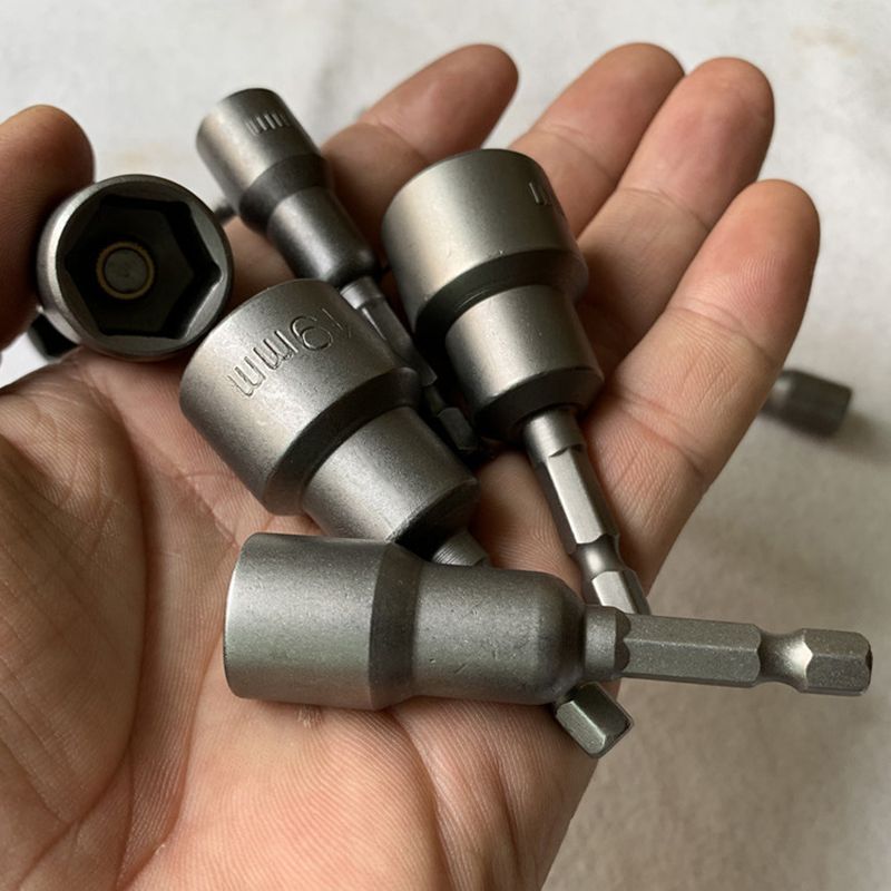 Hex Bit Socket with Magnetic, 7mm to 19mm, 65mm Long, Hexagon Socket Wrench Impact Resistant Socket for Hand /Electric Drill